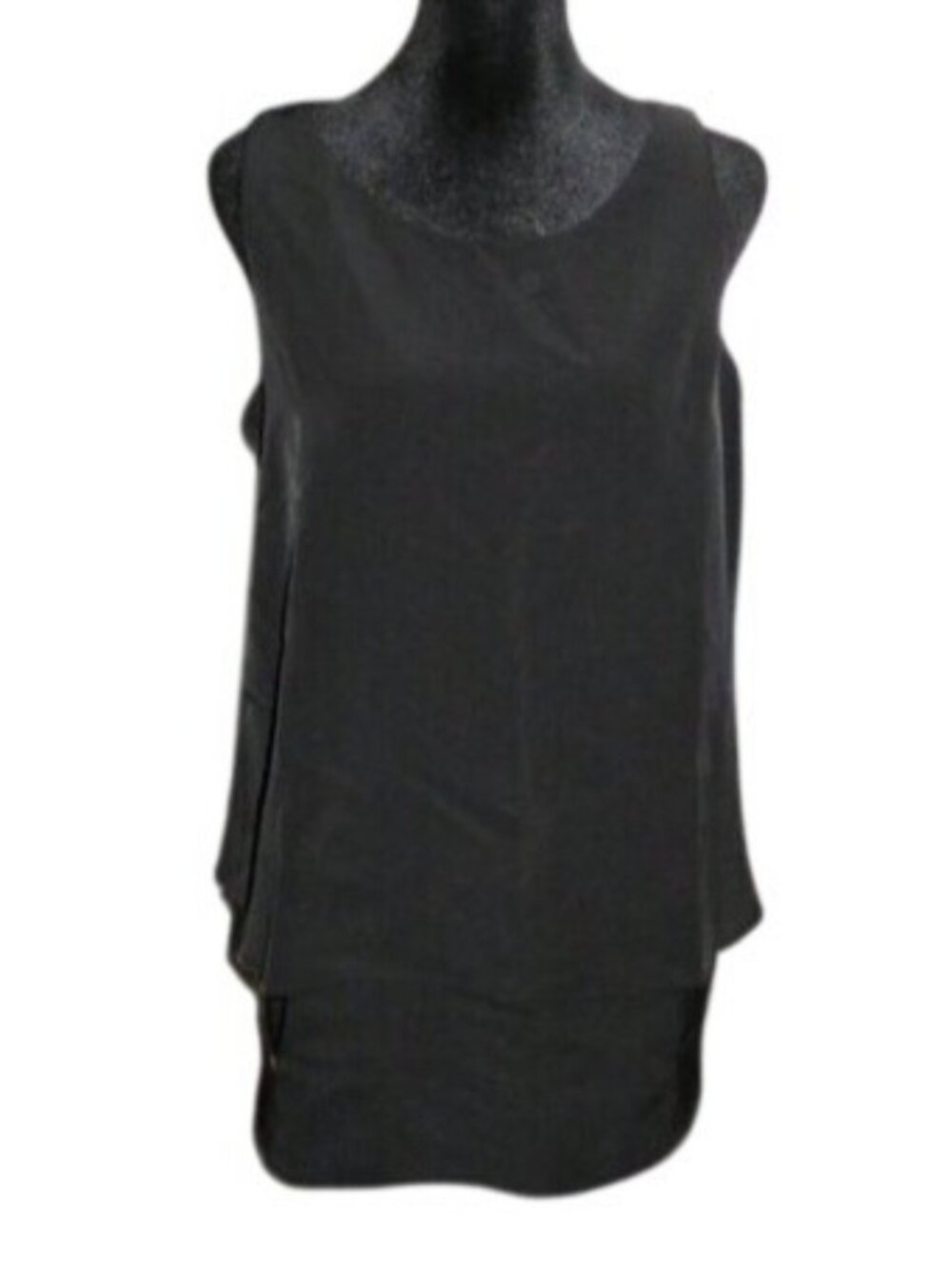 DG2 Diane Gilman Classic Black Sleeveless Flowy Layered Blouse NWT size Large